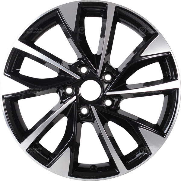 Колесный диск КиК Роквуд  7xR17 5x114.3 ET37 DIA66.6 черный глянцевый с полированными элементами лицевой поверхности в Казани
