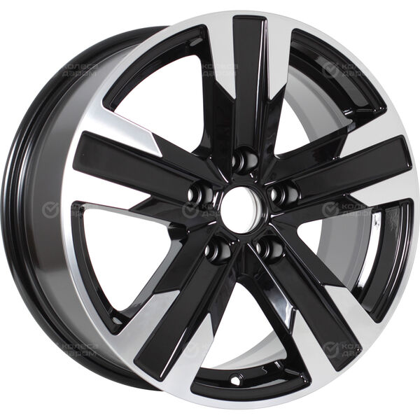 Колесный диск КиК Висмут  7xR16 5x112 ET45 DIA66.6 черный глянцевый с полированными элементами лицевой поверхности в Казани