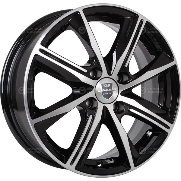 Колесный диск КиК Арнар  7xR16 5x108 ET50 DIA63.35 черный глянцевый с полированными элементами лицевой поверхности в Казани