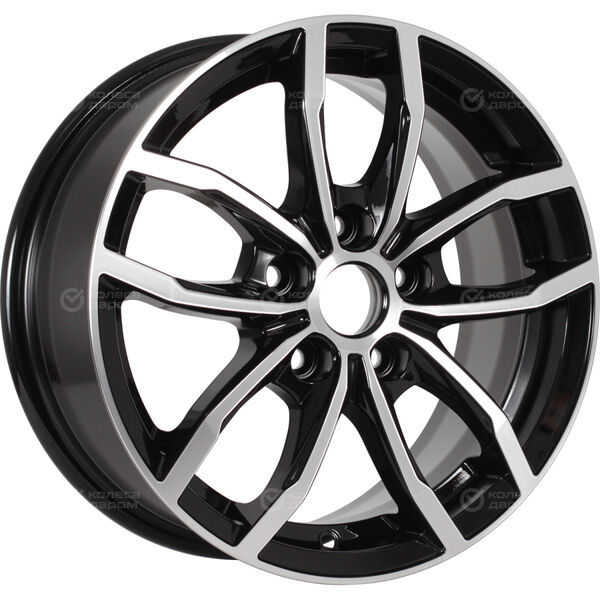 Колесный диск КиК Фрост  6.5xR15 5x112 ET50 DIA57.1 черный глянцевый с полированными элементами лицевой поверхности в Казани