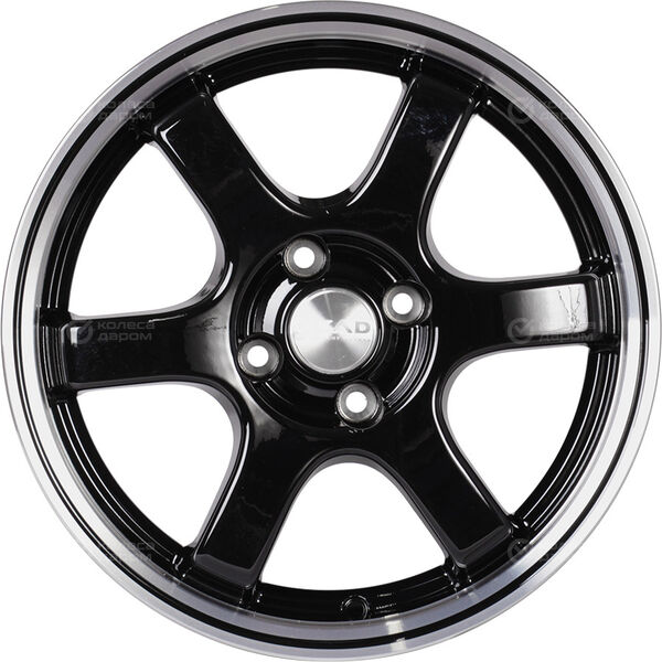 Колесный диск СКАД Киото  6xR15 5x100 ET38 DIA57.1 (уценка) чёрный глянцевый с полированным ободом в Казани