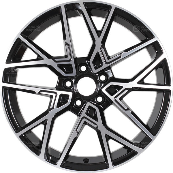 Колесный диск КиК Вудроф  7xR18 5x114.3 ET35 DIA60.1 черный глянцевый с полированными элементами лицевой поверхности в Казани