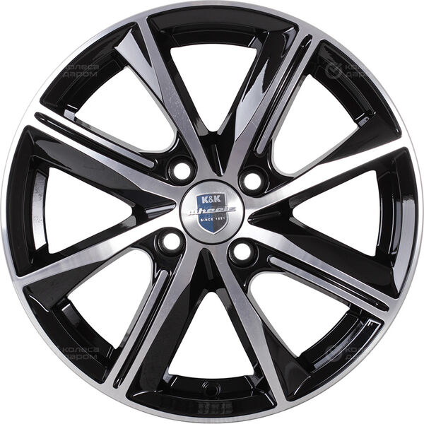 Колесный диск КиК Арнар  7xR16 5x108 ET50 DIA63.35 черный глянцевый с полированными элементами лицевой поверхности в Казани