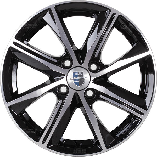 Колесный диск КиК Арнар  6xR15 4x100 ET40 DIA67.1 черный глянцевый с полированными элементами лицевой поверхности в Казани