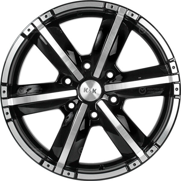 Колесный диск КиК Окинава-оригинал  7.5xR17 6x139.7 ET38 DIA67.1 черный глянцевый с полированными элементами лицевой поверхности в Казани