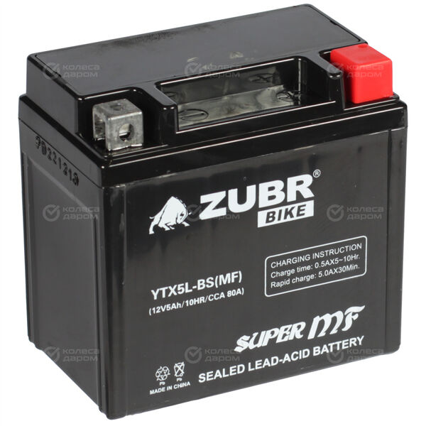 Мотоаккумулятор ZUBR МОТОMF YTX5L-BS 5Ач  о/п (Delta CT1205) в Казани - slider