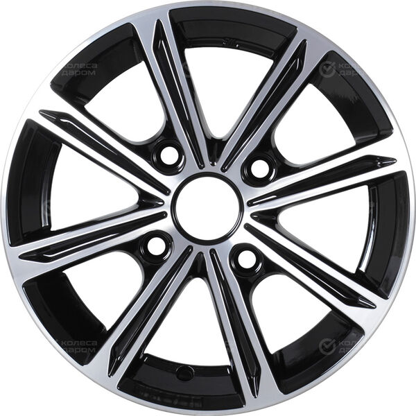 Колесный диск КиК Флэш  5xR14 4x98 ET35 DIA58.5 черный глянцевый с полированными элементами лицевой поверхности в Казани - slider