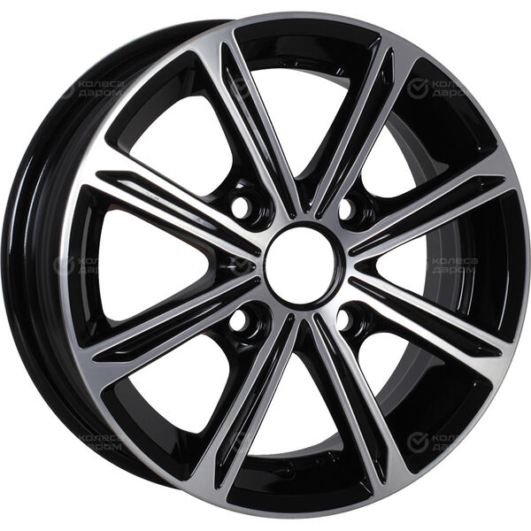 Колесный диск КиК Флэш  5xR14 4x98 ET35 DIA58.5 черный глянцевый с полированными элементами лицевой поверхности в Казани - slider