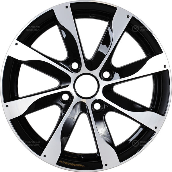 Колесный диск КиК Джемини-оригинал  6xR15 4x100 ET45 DIA56.6 черный глянцевый с полированными элементами лицевой поверхности в Казани