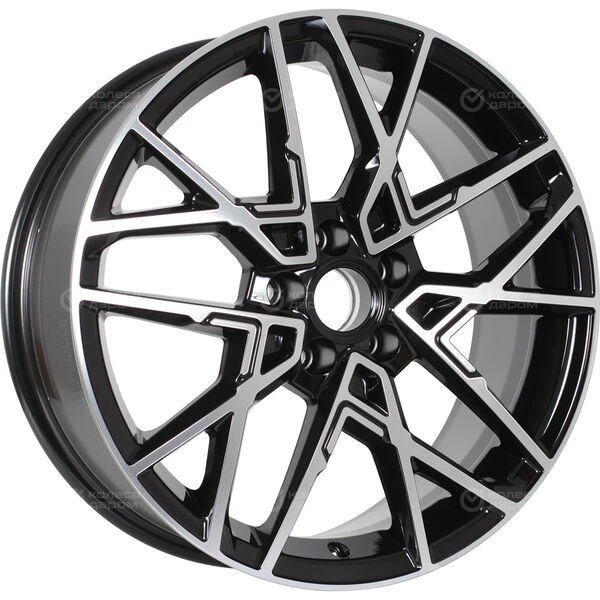 Колесный диск КиК Вудроф  7xR18 5x114.3 ET35 DIA60.1 черный глянцевый с полированными элементами лицевой поверхности в Казани