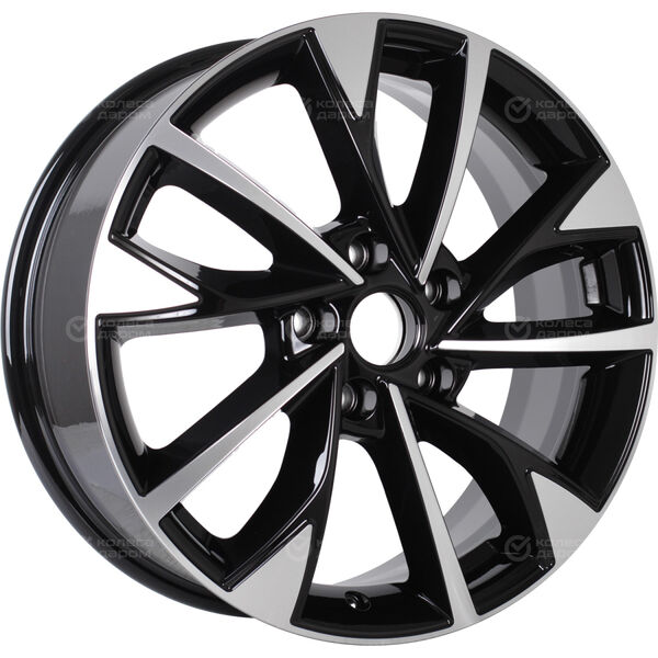 Колесный диск КиК Роквуд  7xR17 5x114.3 ET37 DIA66.6 черный глянцевый с полированными элементами лицевой поверхности в Казани