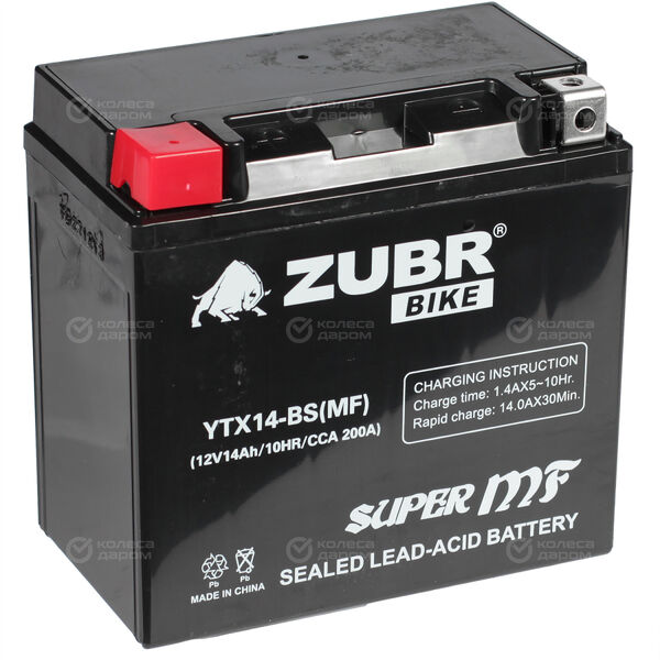 Мотоаккумулятор ZUBR МОТОMF YTX14-BS 14Ач п/п (Delta CT1214) в Казани - slider